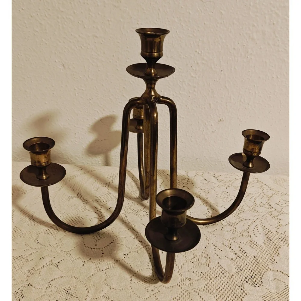 Vintage brass 5 Arm Candelabra Scandinavian Style